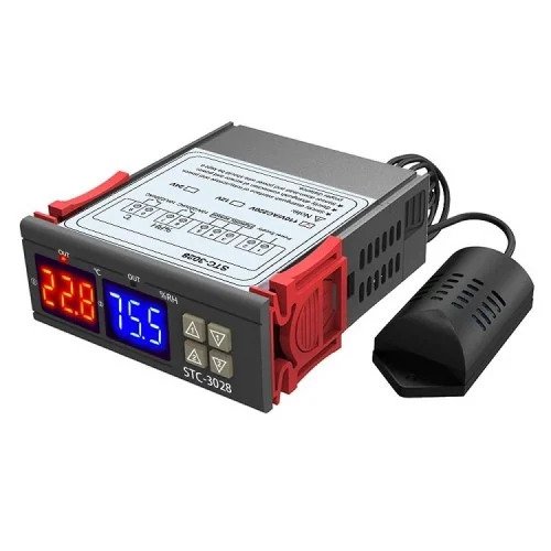 STC-3028 DC12V Dual Display Dual Temperature Adjustable Temperature Controller with 1M Cable