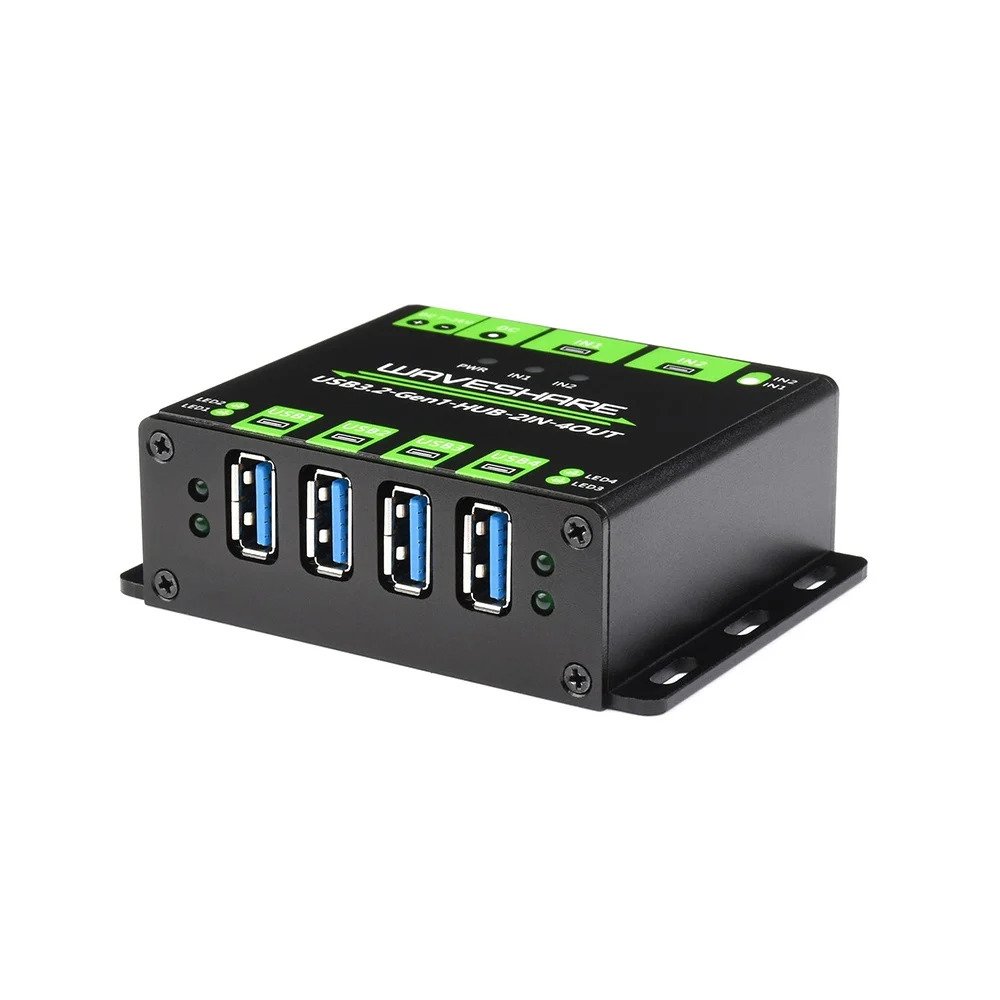 Waveshare Industrial grade USB HUB Extending 4x USB 3.2 Ports, Switchable dual hosts, Multi Protections