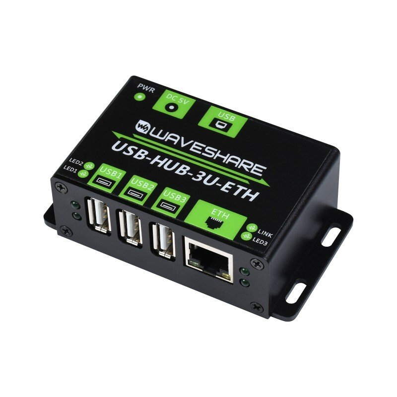 Waveshare Industrial Grade Multifunctional USB HUB, Extending 3x USB ports + 100M Ethernet Port