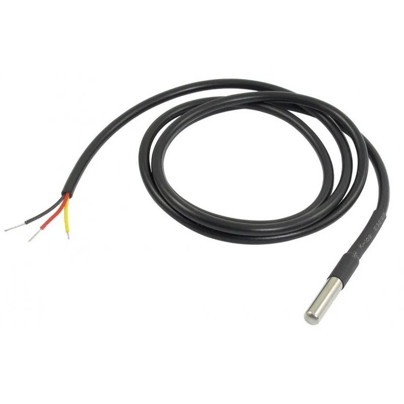DS18B20 Water Proof Temperature Probe – Black (1m) Original Chip