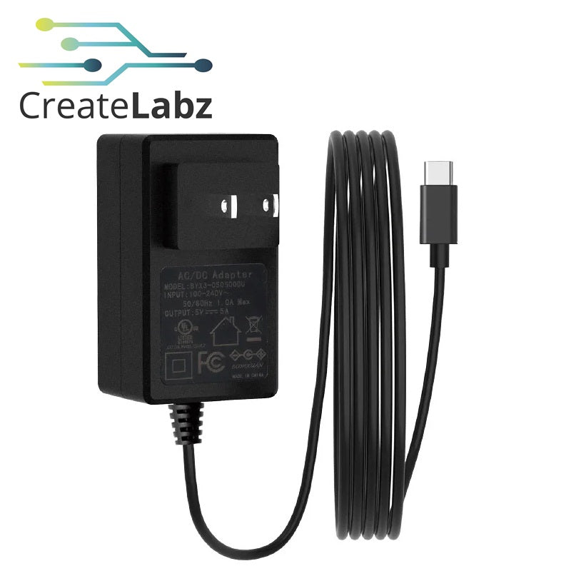 Power Supply 5V 5A, AC/DC Power Adapter for CrowPi 2 and Raspberry Pi 5