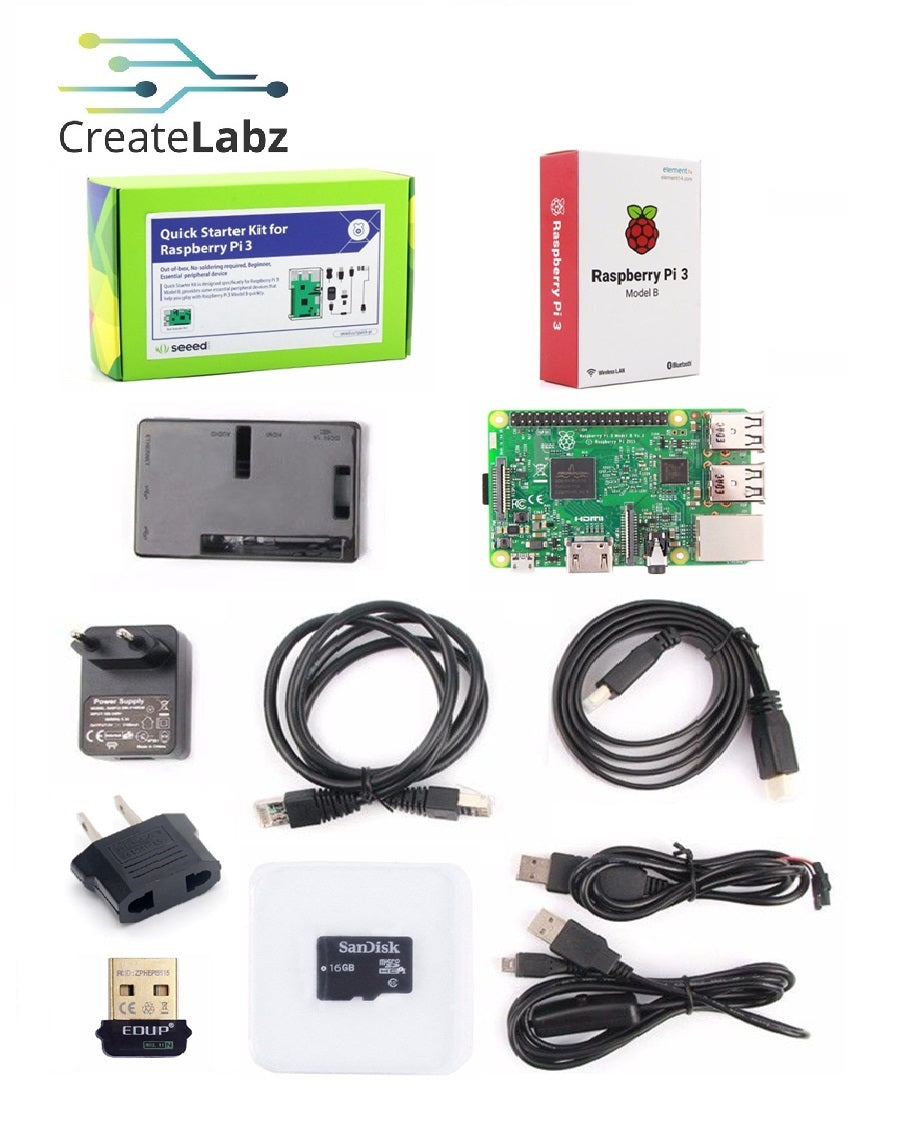 Raspberry Pi 3 Quick Starter Kit - RPi 3 model B included