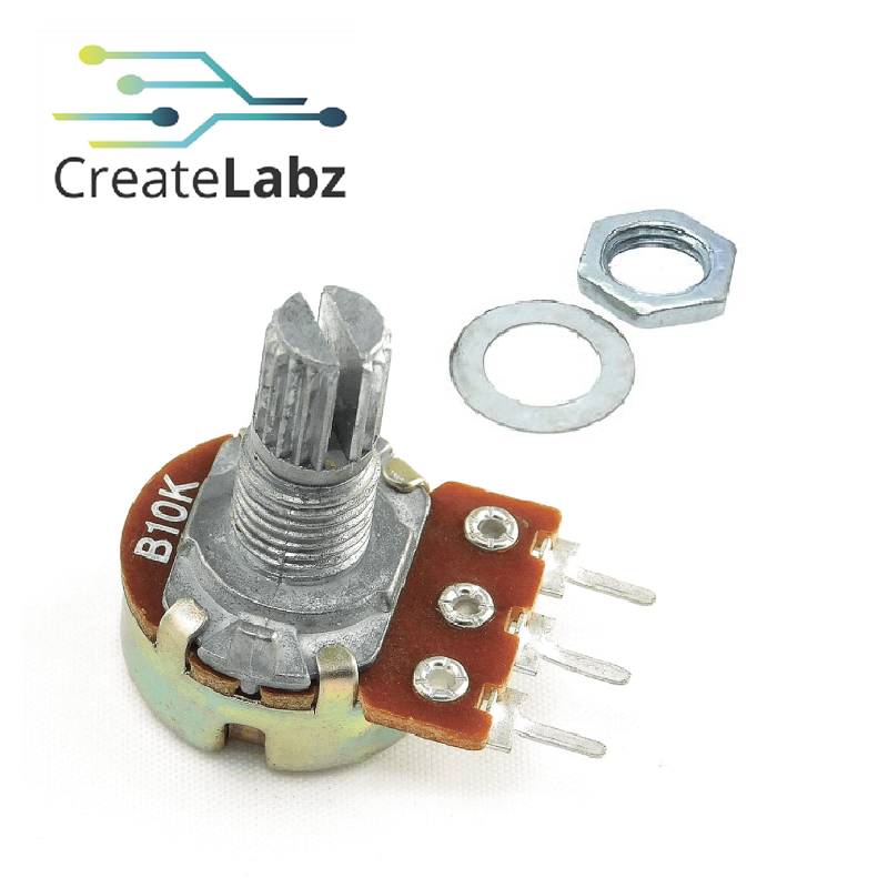 Linear Potentiometer, 3pin 15mm Shaft With Nuts And Washers