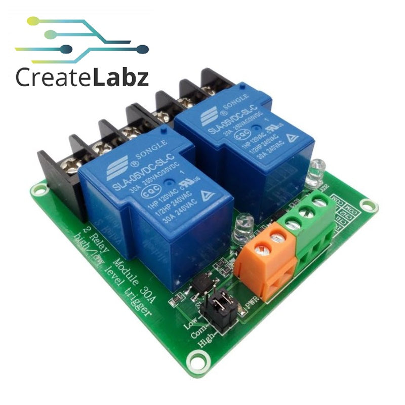 Relay Module 2-channel, High/Low Level Trigger with Optocoupler Isolation