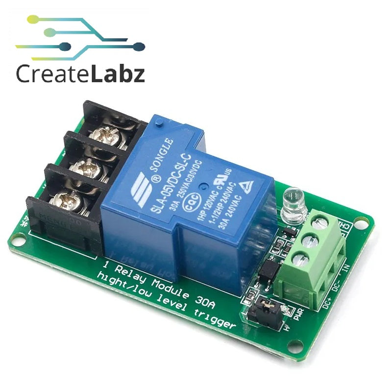 Relay Module 1-channel, 5V/30A High/Low Level Trigger with Optocoupler Isolation