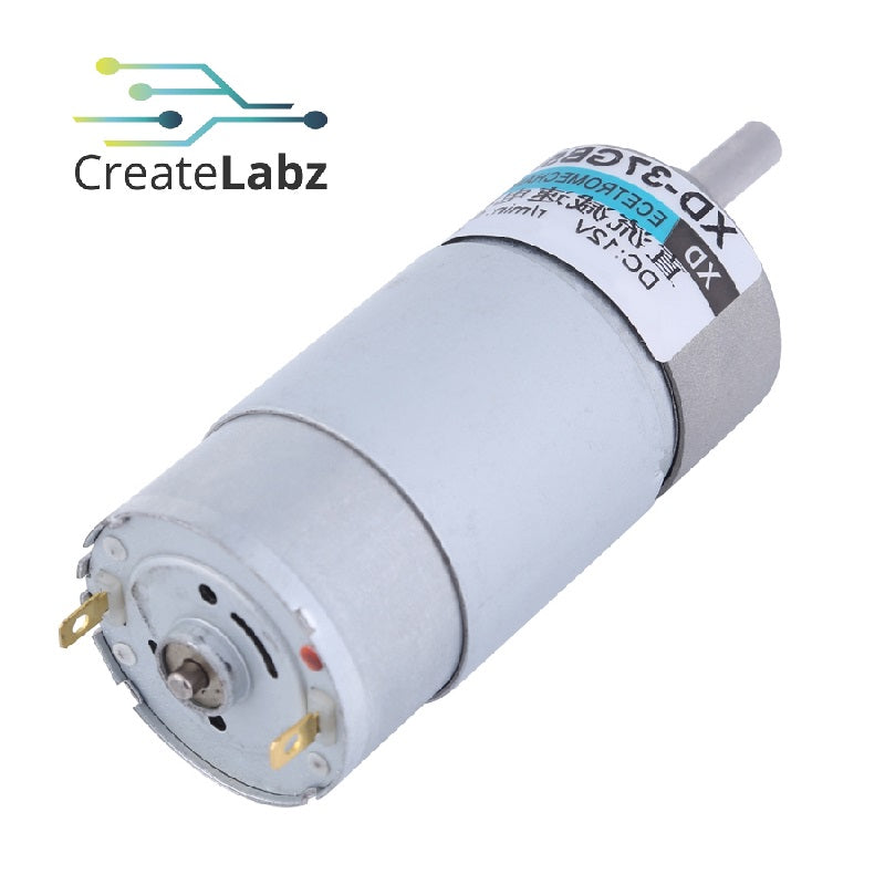 DC Gear Motor (12V Geared DC Motor, High Torque, Low Noise, 15W 500rpm, XD-37GB555)