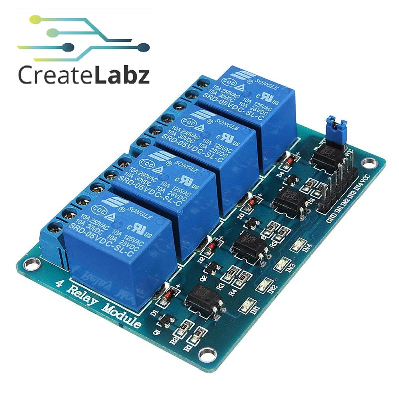 Relay Module 4-channel relay, 5V low level trigger 10A contacts