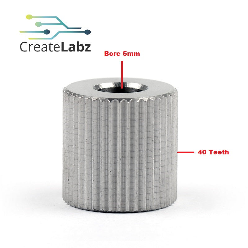 Extrusion Wheel for 3D printer makerbot 40-teeth 12mm-OD, 5mm/8mm ID