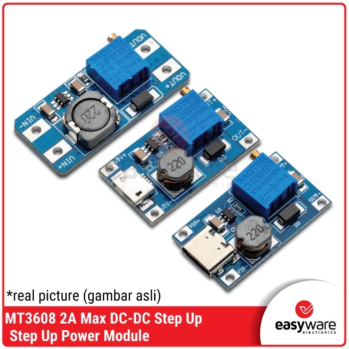 Modul Step Up Penaik Tegangan MT3608 – Output 5V-28V, Pilihan USB Type-C &amp; MicroUSB