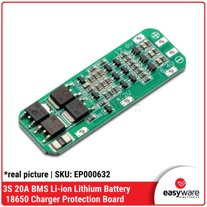 3S 20A BMS Li-ion Lithium Battery 18650 Protection Board – Modul Charger 12.6V