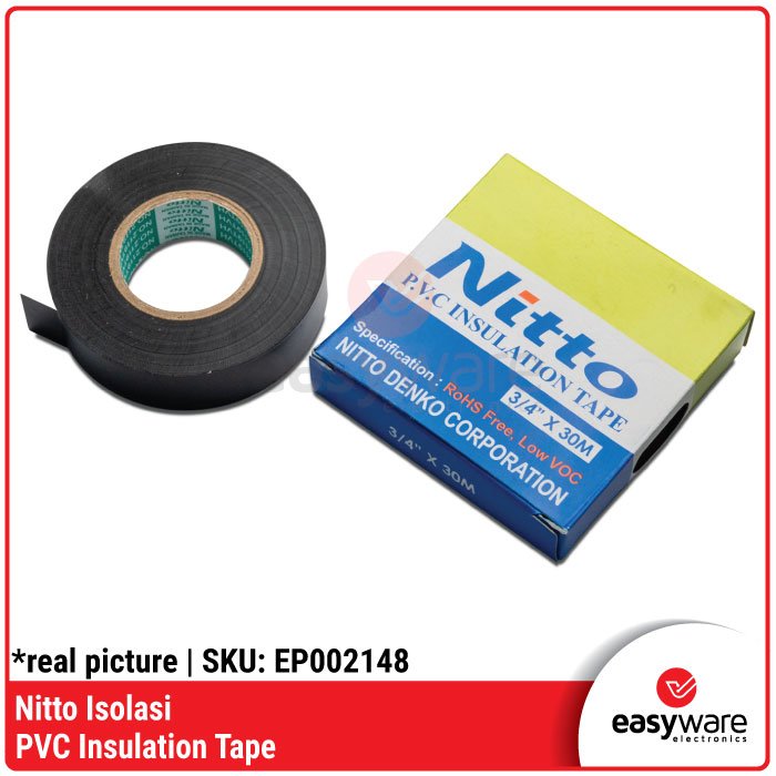 Nitto Isolasi Listrik Hitam Original – PVC Insulation Tape High Quality