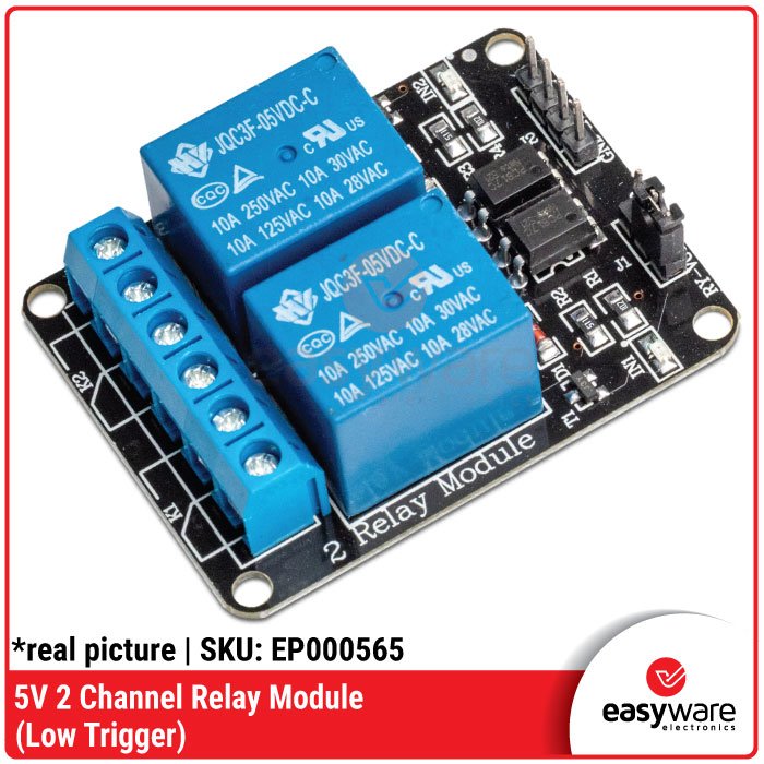 Relay Module 2 Channel 5V – Relay Board Low Level Trigger 10A 250V Pengendali Listrik Aman untuk Proyek Elektronika