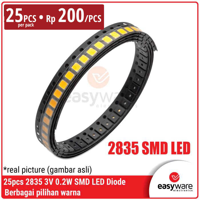 [25 PCS] 2835 SMD LED Diode 0.2W 2V – White Warm White Orange