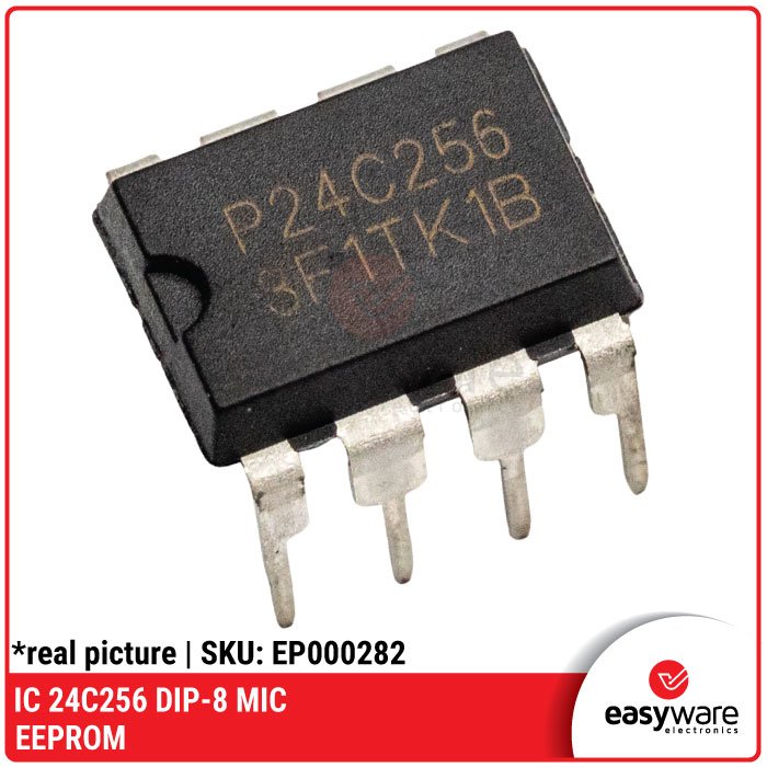 IC 24C256 DIP-8 – Chip Memori EEPROM 256Kbit I2C MIC