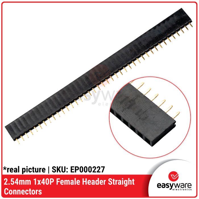 Female Header 1x40P Pitch 2.54mm Straight – Soket Header 40 Pin Single Row untuk arduino