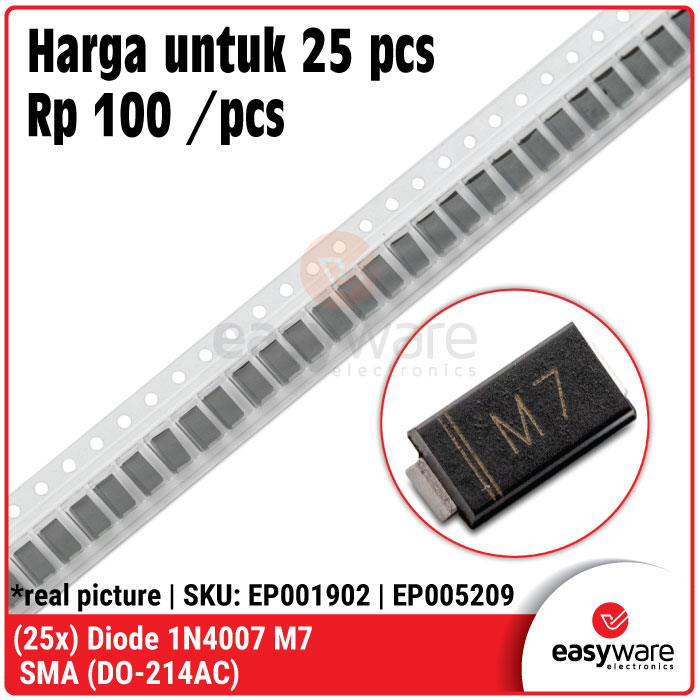[25 PCS] Dioda M7 1N4007 1A 1000V SMA DO-214AC - SMD Diode