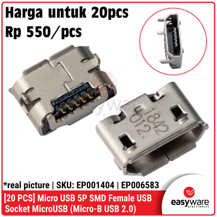 [20 PCS] Socket Micro USB Female Jack Port Socket Connector Micro USB 2.0