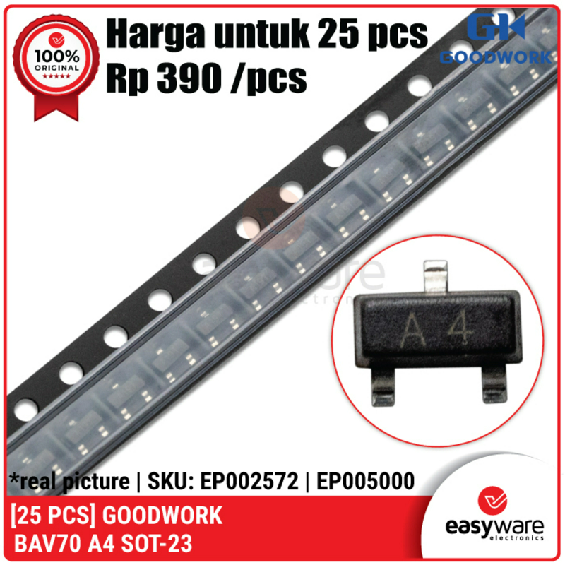 [25 PCS] GOODWORK BAV70 A4 SOT-23 High Speed Switching Diode Dioda BAV70 BAV 70 SMD