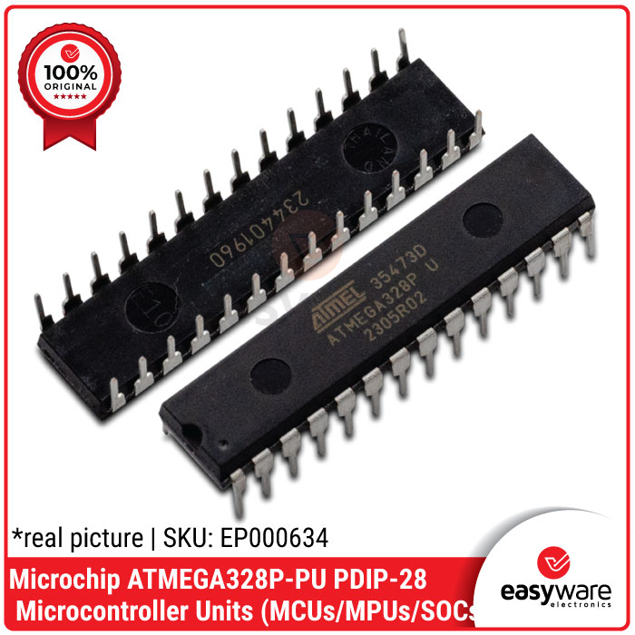 IC Microcontroller ATmega328P-PU PDIP-28 Microchip Original — Chip Arduino Uno