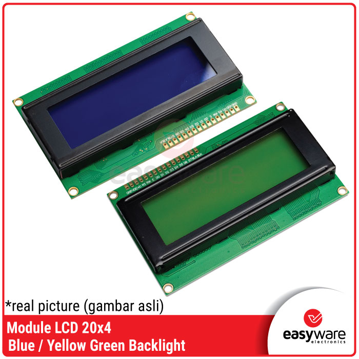 LCD 20×4 Blue / Yellow Green Backlight – Layar Karakter 2004 for Arduino ESP32 STM32