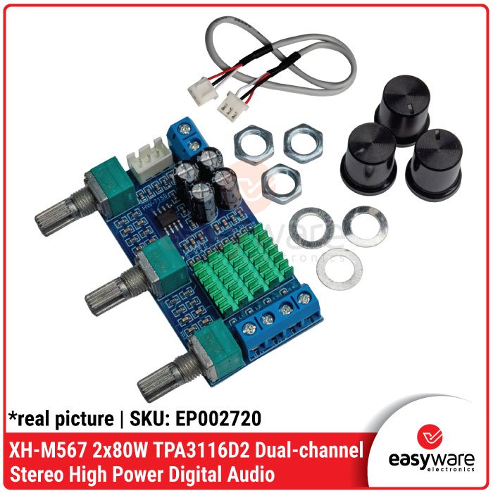 XH-M567 2x80W TPA3116D2 Dual-channel Stereo High Power Digital Audio Power Amplifier Board