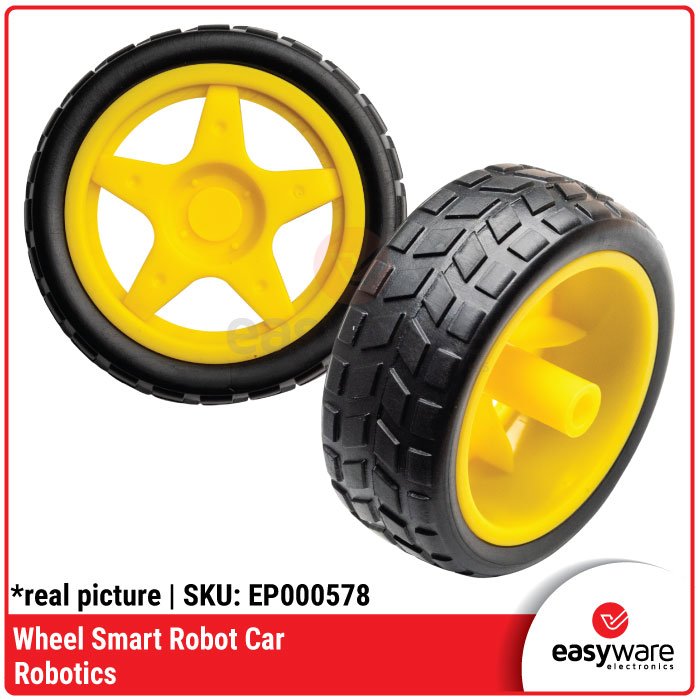Roda Robot Smart Car – Roda Robot Plastik Karet 65mm untuk Robot 2WD 4WD