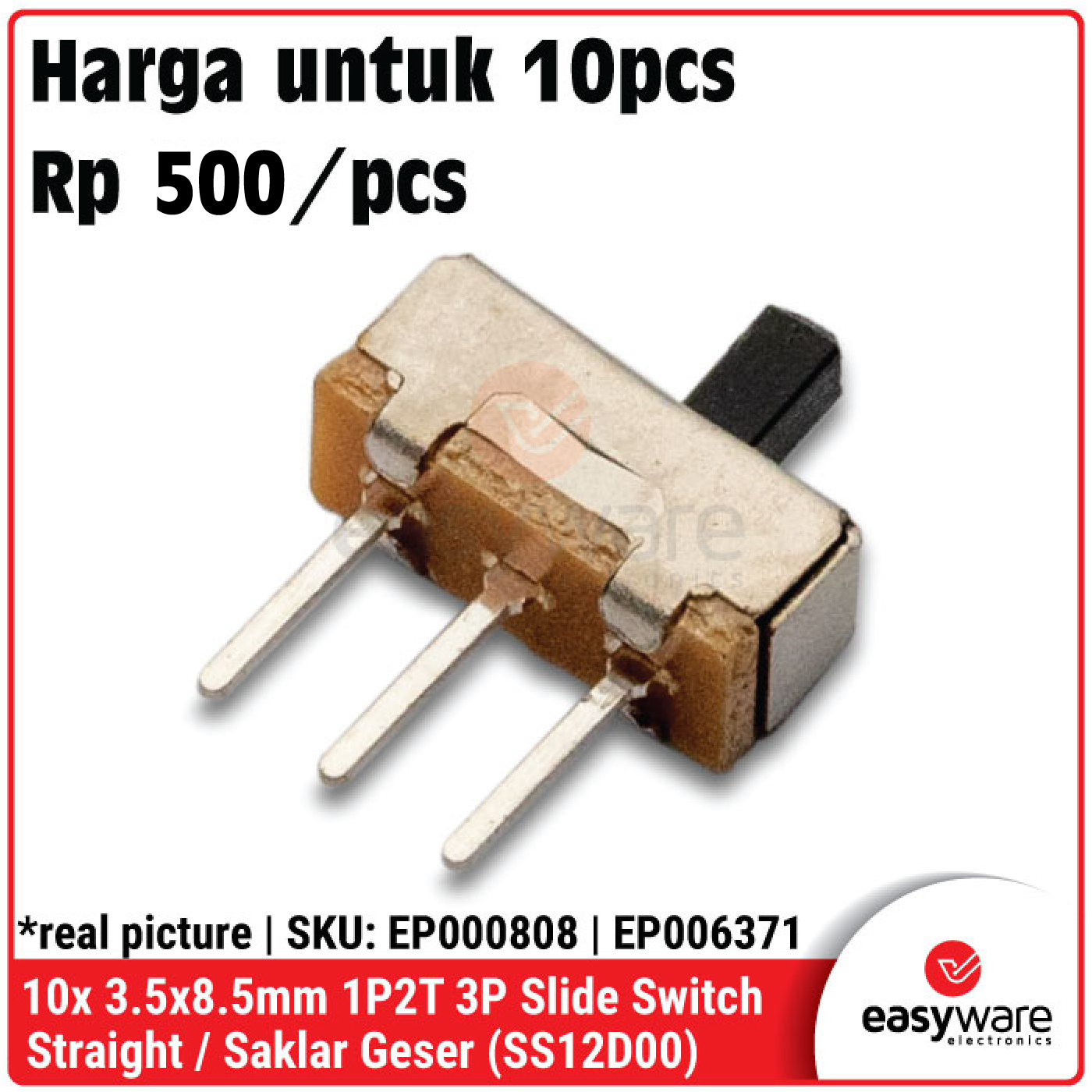 [10 PCS] SS12D00 Slide Switch 3P 1P2T 3.5x8.5mm Saklar Geser Kecil SPDT Saklar