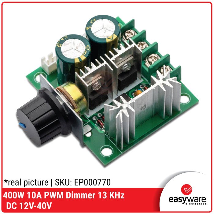 Modul Pengontrol Kecepatan Motor DC 400W – PWM Dimmer 10A 12V-40V Frekuensi 13 KHz