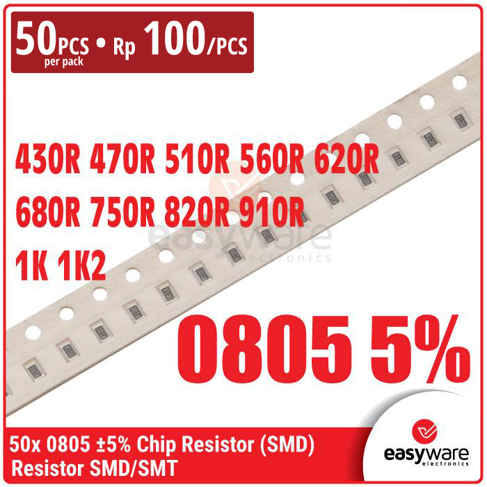 [50 PCS] Resistor 0805 430R 470R 510R 560R 620R 680R 750R 820R 910R 1K 1K2 Chip Resistor SMD 0805 5% 430 Ohm 1.2K Ohm