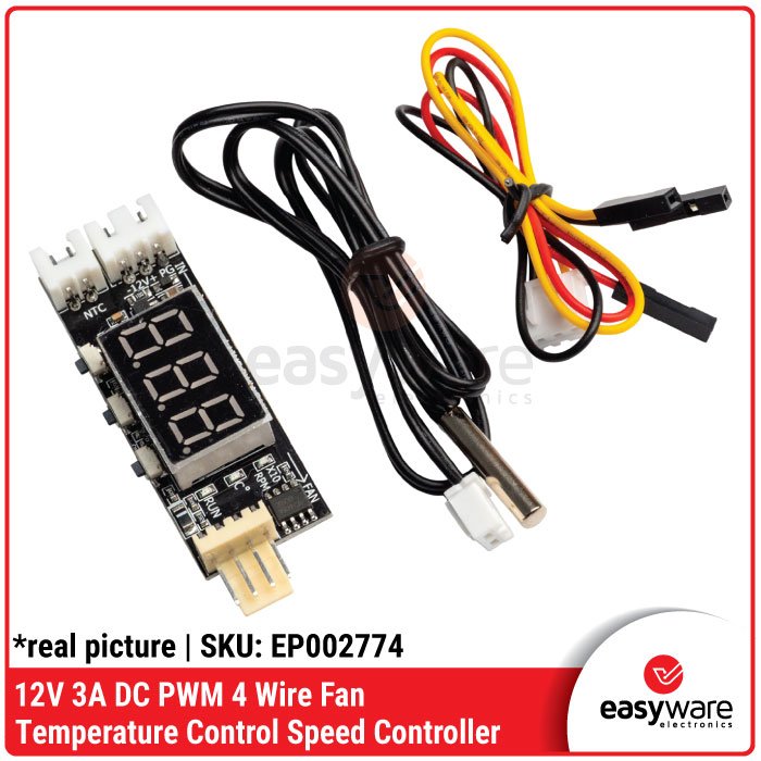 DC 12V 4 Wire Fan Speed Controller – Modul Kontrol Kecepatan Kipas Otomatis PWM 3A