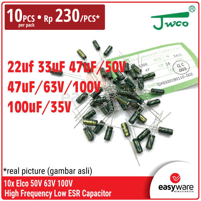 [10 PCS] Elco High Frequency Low ESR Elco 22uf 33uF 47uF/50V 47uF/63V 47uF/100V 100uF/35V Elektrolit Kapasitor