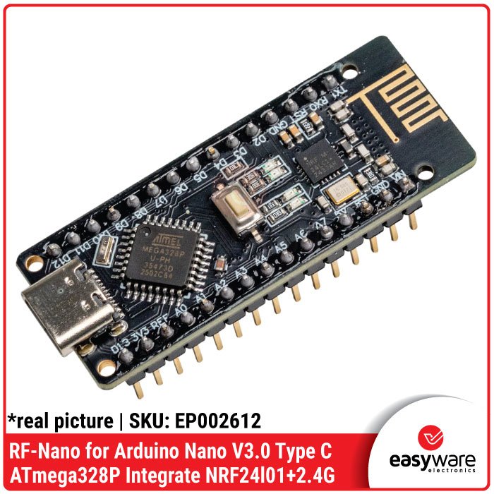 RF-NANO TYEP-C Arduino Nano V3 Nano Board ATmega328P QFN32 5V 16M CH340, Integrate NRF24l01+ 2.4G Wireless