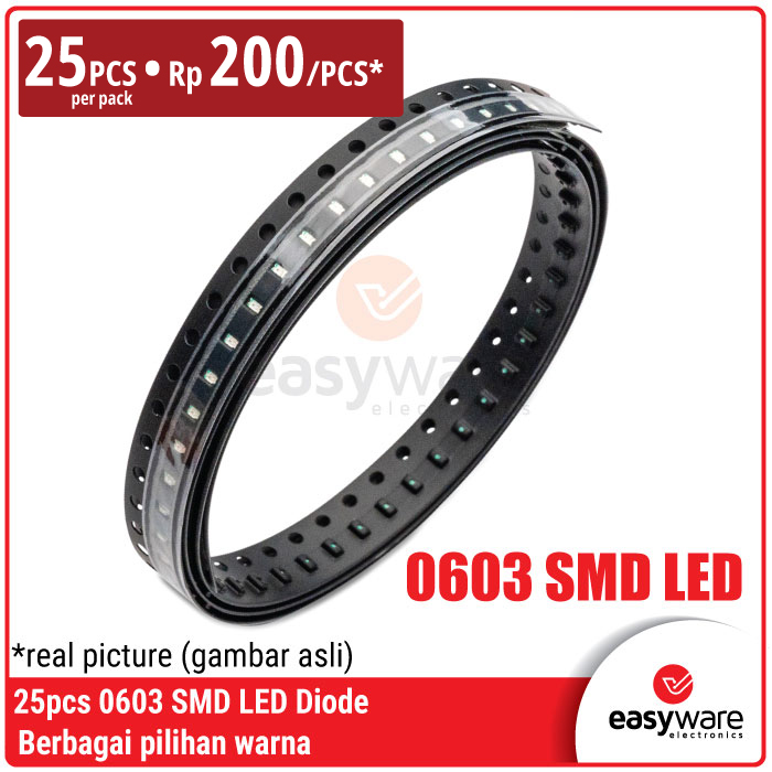 [25 PCS] LED SMD 0603 Merah/Hijau/Biru/Kuning/Putih/Oranye/RGB 0603 SMD LED Diode Red/Green/Blue/Yellow/White/Orange/Warm White/ RGB