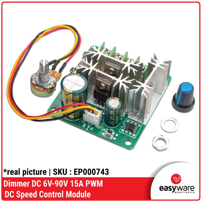 Dimmer DC 6V-90V 15A PWM Speed Controller – Pengatur Kecepatan Motor