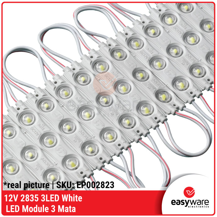 12V 2835 3LED White LED Module 3 Mata LED Putih 12 Volt 2,83 mm x 1,25 mm