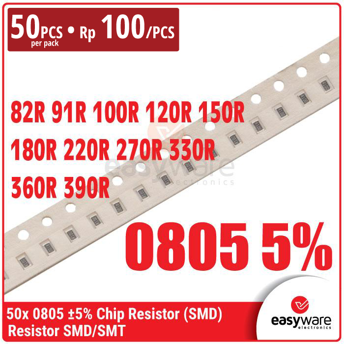 [50 PCS] Resistor 0805 82R 91R 100R 120R 150R 180R 220R 270R 330R 360R 390R Chip Resistor SMD 0805 5% 82 Ohm 390 Ohm