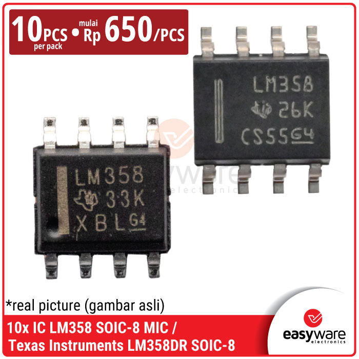 IC LM358DR SOIC-8 Dual Op-Amp Operational Amplifier Texas Instruments Original — Isi 10pcs