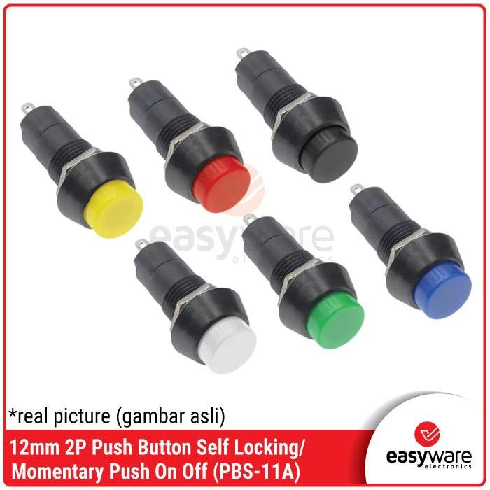 Push Button 12mm Self Locking Momentary Push On Off Light LED PBS-11A PBS 11B Red Green Blue Yellow White Reset Button 2P Self-lock No Lock Reset 1A 250V