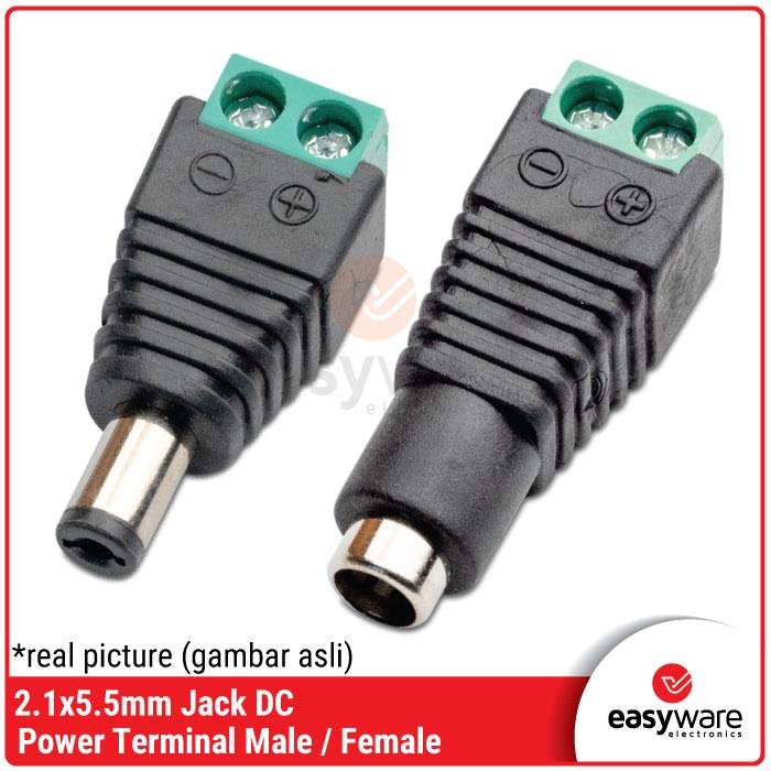 Jack DC Female 2.1×5.5mm Screw Terminal – Konektor Power ke Kabel