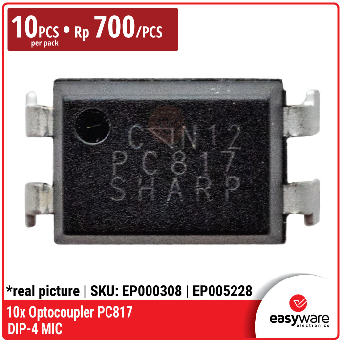 [10 PCS] Optocoupler PC817 DIP-4 – IC Isolator Opto-Coupler untuk Isolasi Tegangan