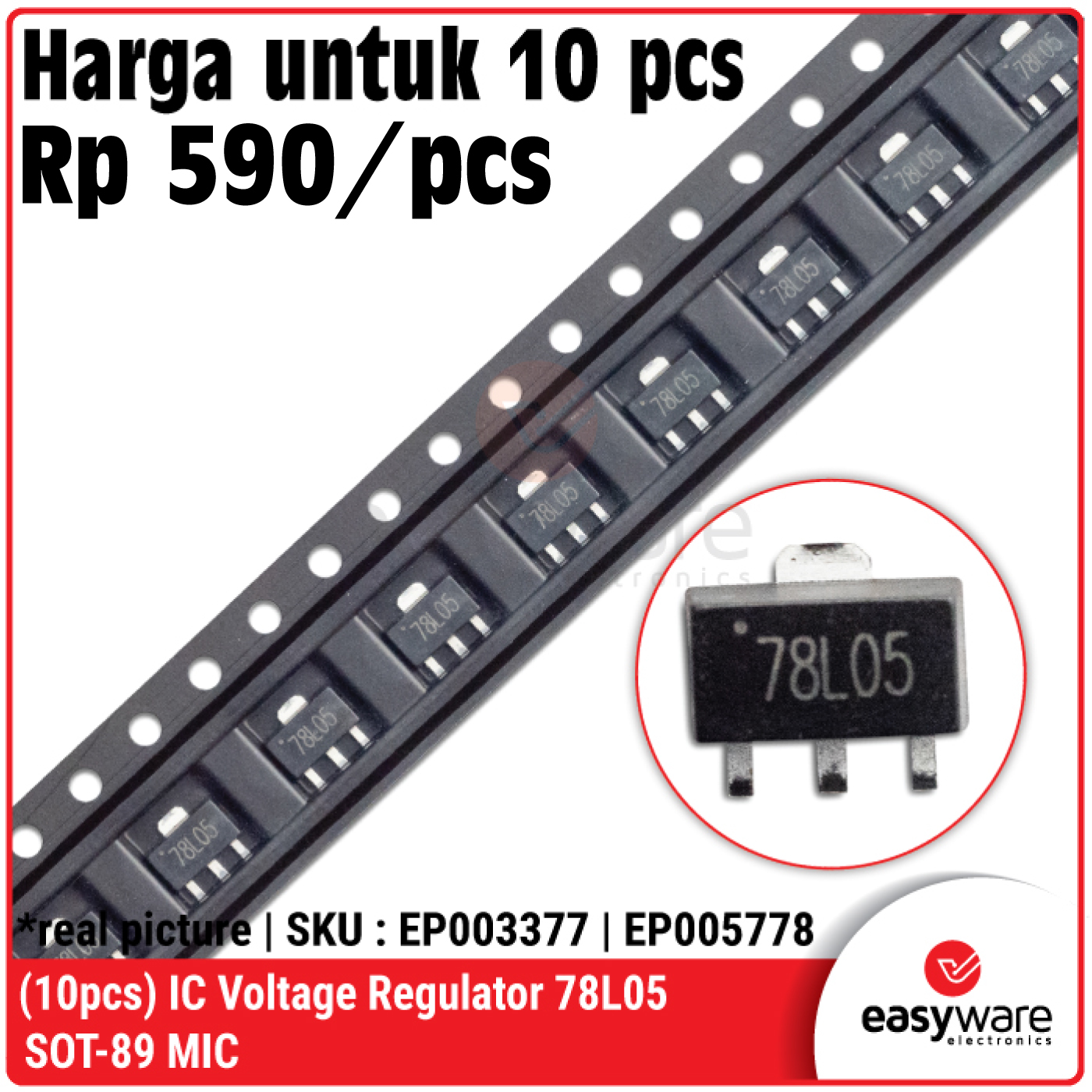 [10 PCS] 78L05 SOT-89 IC Linear Voltage Regulators (LDO) 5V 78L05 SMD FOSAN GOODWORK