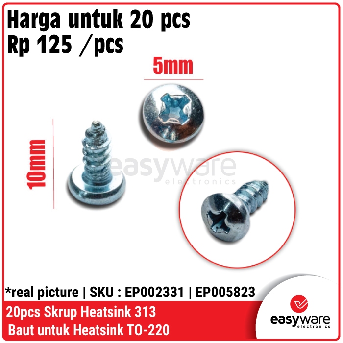 [20 PCS] Skrup Heatsink 313 — Baut untuk Heatsink TO-220 5x10mm Screw Heatsink