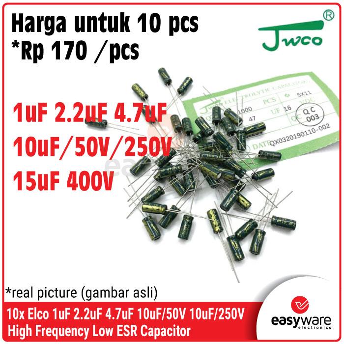 [10 PCS] Elco High Frequency Low ESR Elco 1uF 2.2uF 4.7uF 10uF/50V 10uF/250V 15uF/400V Elektrolit Kapasitor