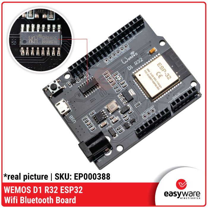 Modul ESP32 WEMOS D1 R32 – Board WiFi Bluetooth Dual Core Kompatibel Shield UNO