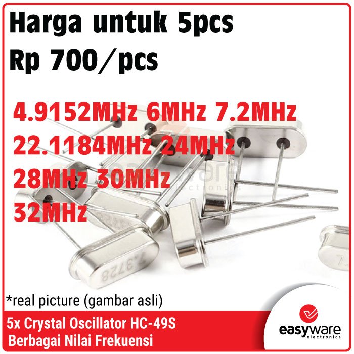 [5 PCS] Crystal 4.9152MHz 6MHz 7.2MHz 22.1184MHz 24MHz 28MHz 30MHz 32MHz HC-49S XTAL Oscillator 32.000 MHz
