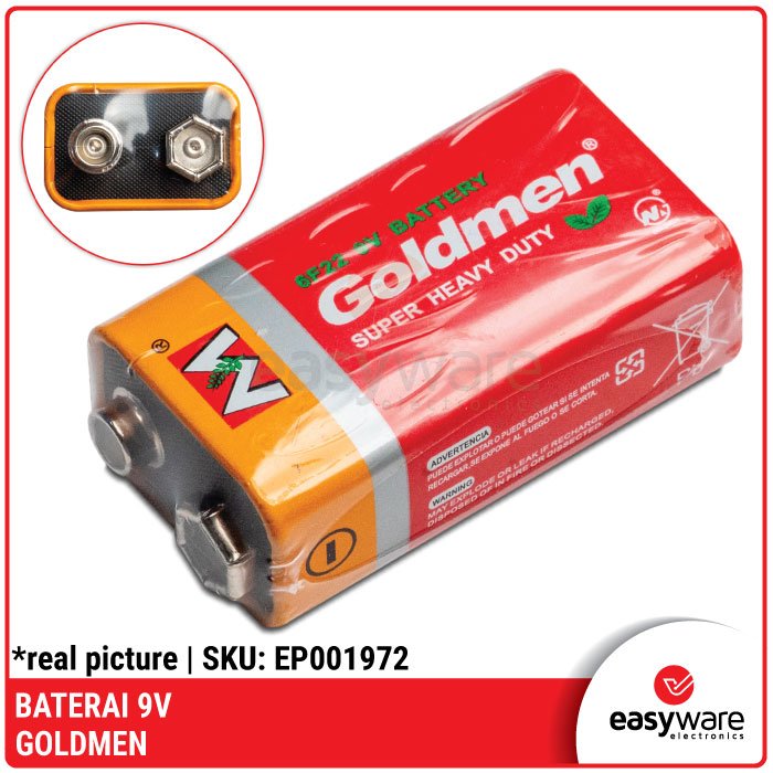 Baterai 9V GOLDMEN – Baterai Kotak 9 Volt PP3 untuk Multimeter, Smoke Detector, dan Elektronika