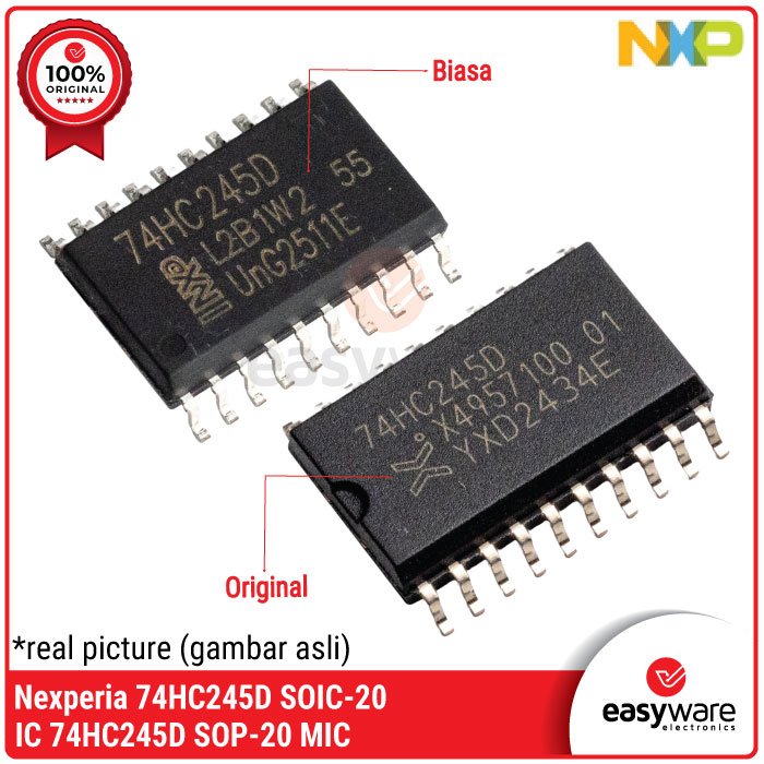 Nexperia 74HC245D SOIC-20 / MIC 74HC245D SOP-20 – IC Bus Transceiver 8-Channel Bi-directional