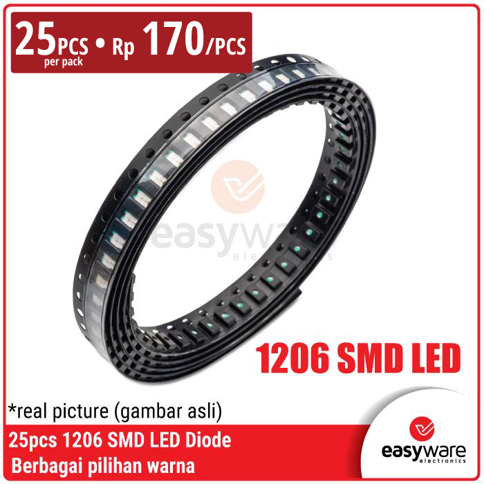 [25 PCS] LED SMD 1206 Merah/Hijau/Biru/Kuning/Putih/Oranye/Putih Hangat 1206 SMD LED Diode Red/Green/Blue/Yellow/White/Orange/Warm White