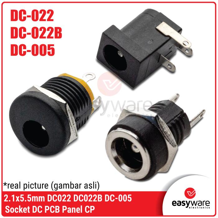 Socket DC 2.1×5.5mm DC-005 DC022B DC022 Female Jack PCB Panel Mount Mur Besar Panel Mount Panel CP