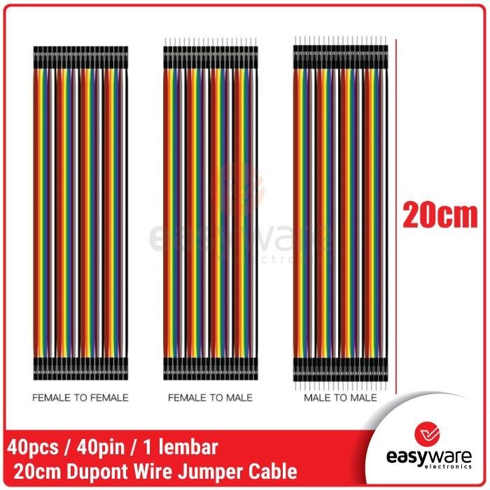 [40 PCS] Kabel Jumper 20cm Dupont 40 Pin – Varian Male to Male / Female / Male-Female